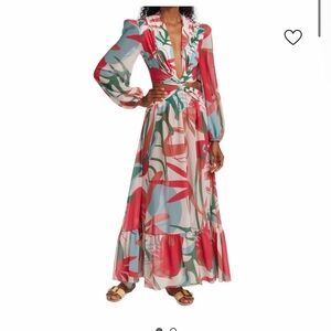 PATBO
Rio Print Plunge Maxi Dress